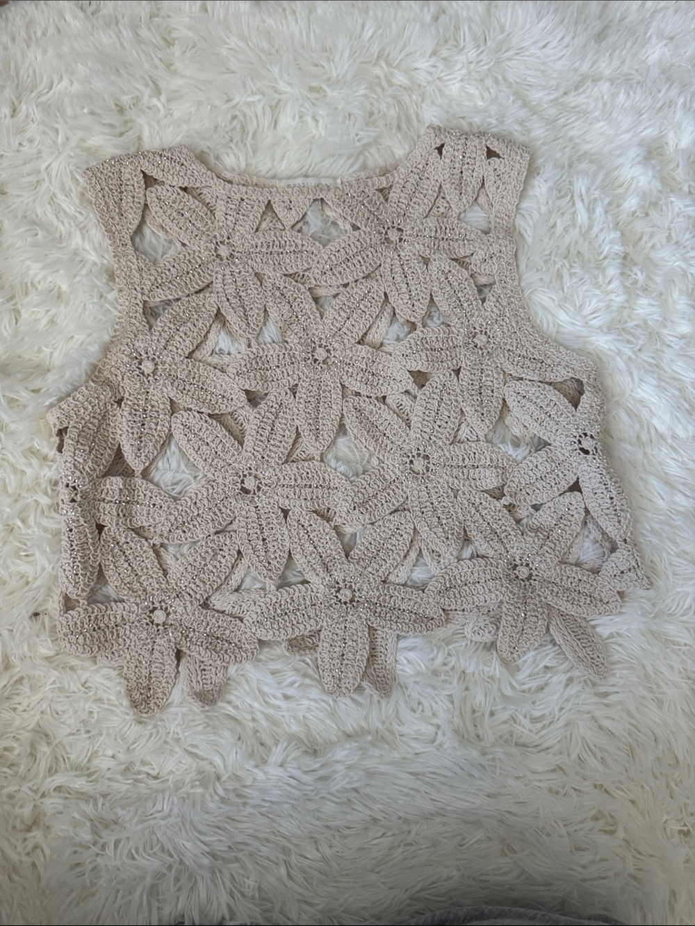 Rebellion Beige Crochet Floral Camisole new without tags